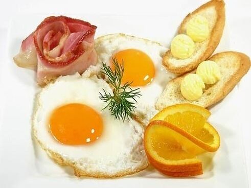 ocvrta jajca s slanino kot prepovedano hrano za gastritis